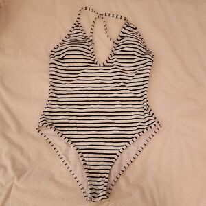 Striped Black and White Swimsuit